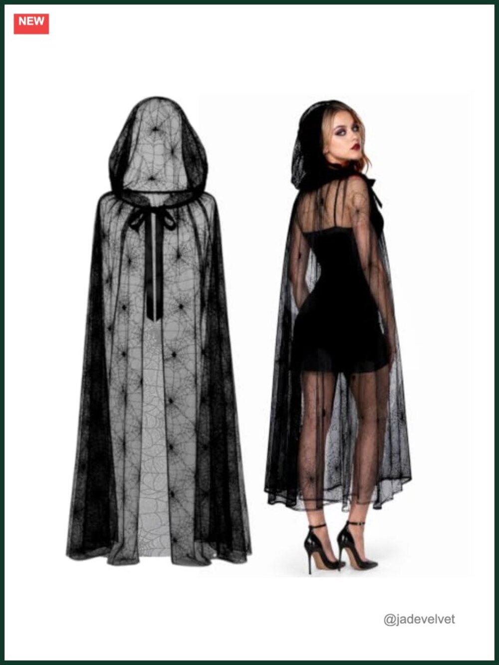 Victorian Lace Hooded Cape Cloak Halloween Gothic Costume Accessory